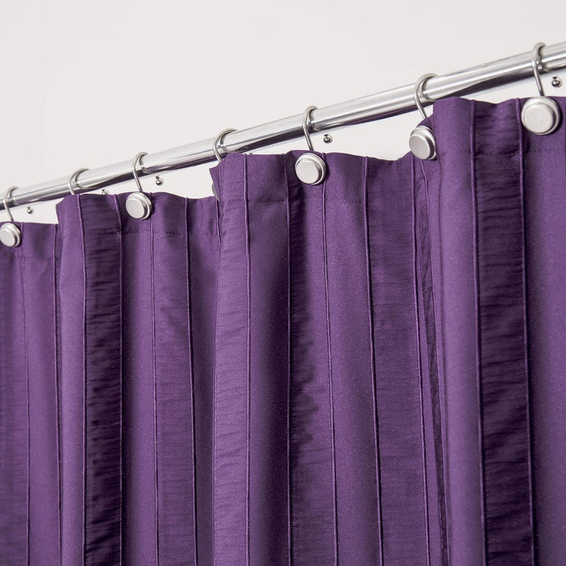 Central Park Purple Shower Curtains Gathered Stripe Seersucker Puckered Ruffle Decorative Pattern for Modern Elegant Bathroom Spa Hotel with Buttonholes 70"x72", Not Waterproofï¼ŒAubergine - Image 1